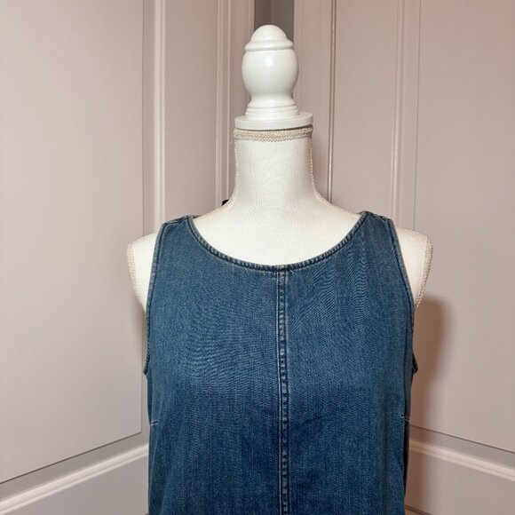J. Jill 100% cotton, Sleeveless Denim Midi Dress, Size Small, Tie Back - Picture 3 of 12